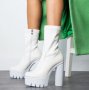 Боти на ток - бяла кожа - NA7, снимка 2