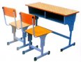 Двоен ученически чин със столове. Метална конструкция. , снимка 1 - Ученически пособия, канцеларски материали - 36747173
