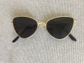 Нови Дамски Слънчеви Очила Модерни Златни Черни Огледални Котешка Форма, снимка 3