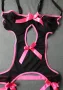 XS/S еротично черно тюлено боди с розови елементи и панделки, снимка 8