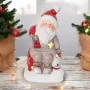 5346 Светеща керамична фигура Дядо Коледа с куче, 15 см, снимка 1