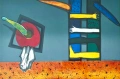 Картина, графика "Детски сънища", худ. Ливия Стоянова, 1992 г., снимка 2