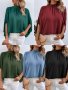 Нова модна дамска темпераментна едноцветна риза, 5цвята - 023, снимка 1 - Ризи - 40867487