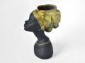 Саксия матово черно лице със златен тюрбан / Подарък саксия за дом / Саксия африканска статуя, снимка 5