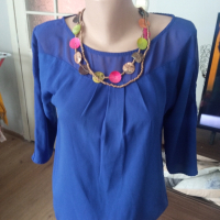 Синя копринена блуза, снимка 1 - Туники - 44586170