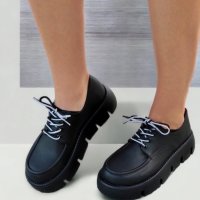 Равни обувки - черна кожа - BZ7, снимка 1 - Дамски ежедневни обувки - 44155935