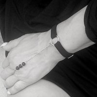 Гривна с пръстен и черен оникс 4016, снимка 1 - Бижутерийни комплекти - 37472282
