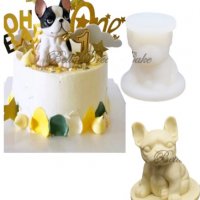 3D Френски Булдог куче силиконов молд форма декорация торта фондан шоколад гипс смола , снимка 1 - Форми - 30508074