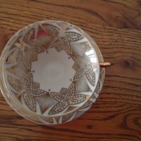 Чашка с подложка баварски порцелан с позлата , снимка 1 - Колекции - 36609952