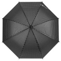 Чадър тип бастун автоматичен черен бял на точки 81 см, снимка 1 - Други - 42877403