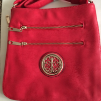 дамска кожена чанта естествена кожа червена