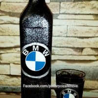 Подарък за фен на BMW (БМВ)-Ръчно декорирана бутилка, снимка 5 - Фен артикули - 38162743