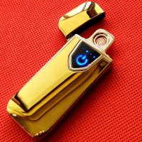 Луксозна златна акумулаторна запалка, Електронна Запалка с тъч Презареждаема USB, Подарък, снимка 3 - Друга електроника - 31479167