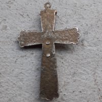 Стар бронзов кръст с емайл, снимка 5 - Антикварни и старинни предмети - 39943472