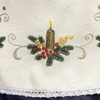 Красива покривка за Коледа или Нова година, ръчна бродерия с дантела , снимка 5 - Антикварни и старинни предмети - 42865316