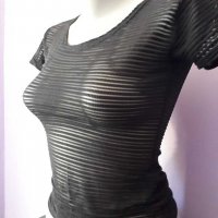 Прозрачна еластична блуза р-р S/M, снимка 2 - Тениски - 33765615