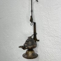 Автентична бронзова маслена лампа. №5070, снимка 1 - Колекции - 44270749
