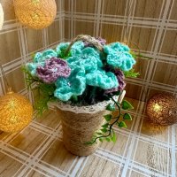 Ръчно направени  кошнички с плетени на една кука цветя, снимка 12 - Други - 44460903