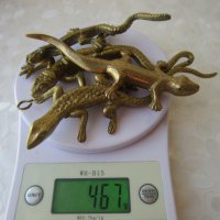 4 бр колекция гущер саламандър влечуго рептилия месинг бронз метал, снимка 11 - Статуетки - 29741896