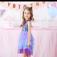 Детска лилава рокля Русалка, снимка 2 - Детски рокли и поли - 35685022