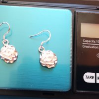 Сребърен комплект обици и пръстен с роза, снимка 6 - Колиета, медальони, синджири - 31939466