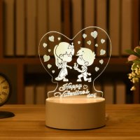 3D LED нощна лампа 7 модела, лед лампа, love, happy birthday, снимка 1 - Настолни лампи - 37442632