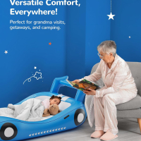 Надуваемо детско легло QPAU, надувано детско легло със страни, синьо, снимка 4 - Други - 44632828