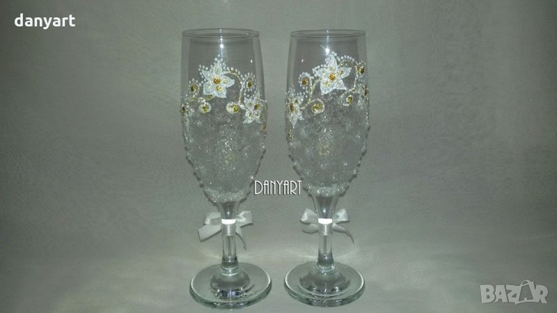 Двойка чаши за бяло вино White flowers, снимка 1