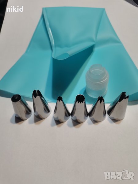 сет 6 бр дюза накрайник пош торба и адаптор сладкарски за крем торта украса , снимка 1