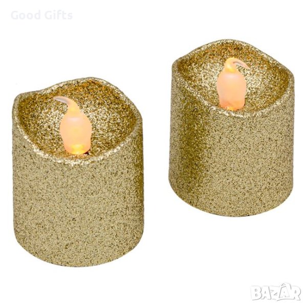 8 броя Златни Коледни LED свещи, 4см, снимка 1