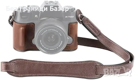 Нов Кожен калъф за фотоапарат Fujifilm X-T50 с ремък, ретро стил, кафяв, снимка 1