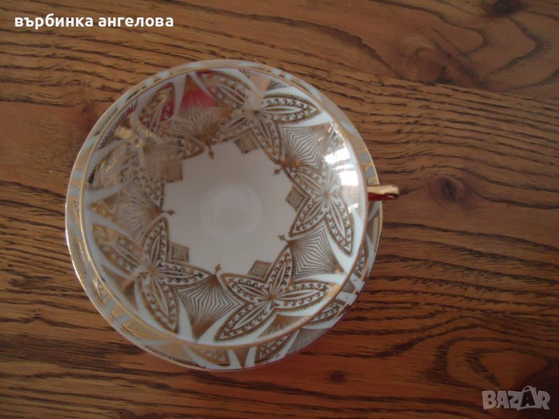Чашка с подложка баварски порцелан с позлата , снимка 1