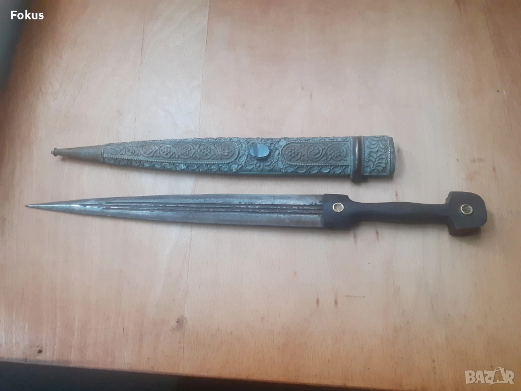 Кавказка кама кинжал нож острие с кания, снимка 1