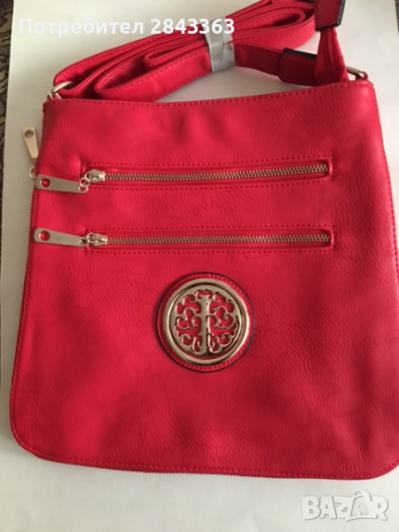 дамска кожена чанта естествена кожа червена, снимка 1