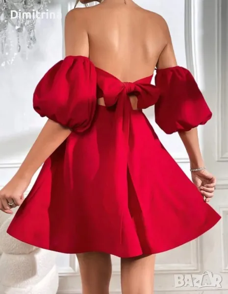 Дамска елегантна червена рокля, снимка 1