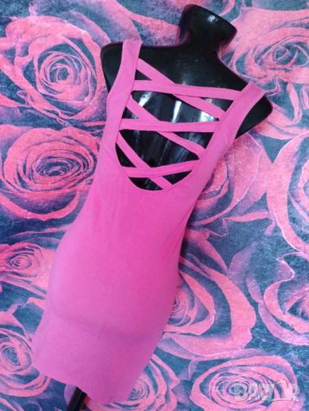 Ярко розова туника потник по тялото с интересен гръб М, снимка 1