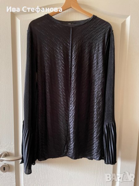 Черна парти коктейлна еластична туника елегантна блуза Zara, снимка 1