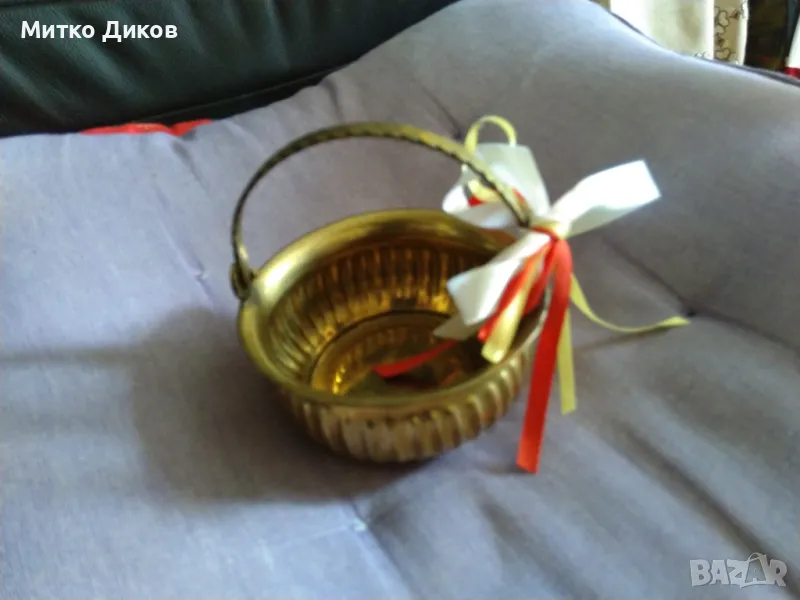 Месингова подаръчна кошничка фи 12см Индия, снимка 1
