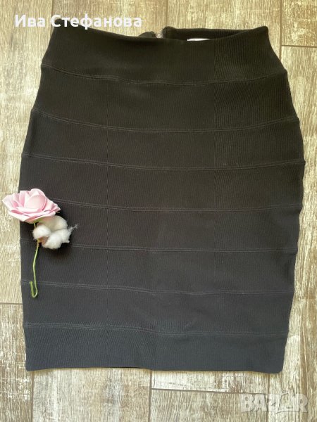 Бандажна черна къса еластична елегантна нова пола, снимка 1