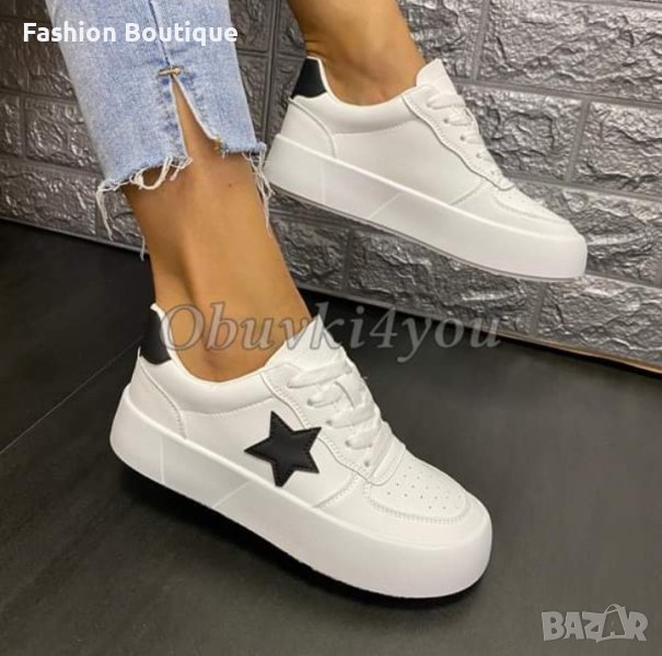 Бели дамски обувки, мека Еко кожа , снимка 1