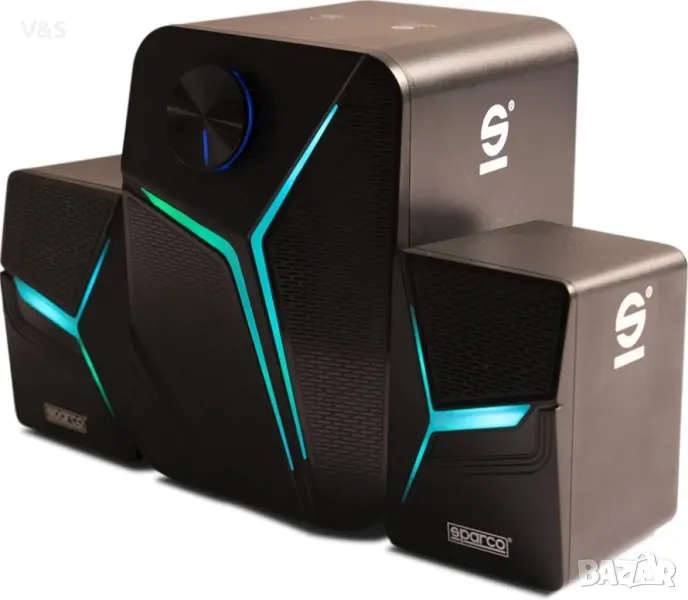 Sparco 2.1 PC високоговорители, кабелни, субуфер, 11W, черни, снимка 1
