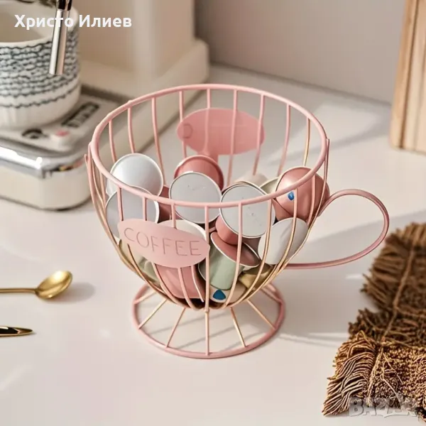 Органайзер Стойка Метална поставка чаша за кафе капсули Долче Густо Неспресо скандинавски стил, снимка 1