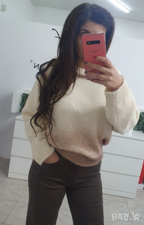 Пуловер с камъчета 2 цвята , снимка 1