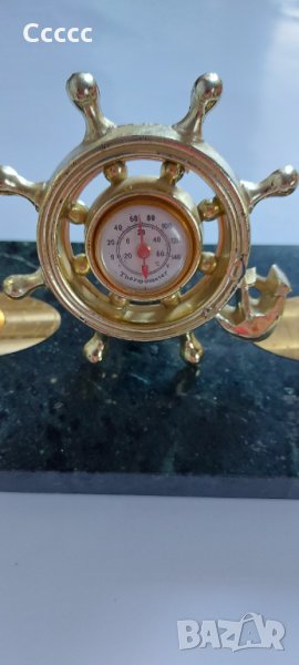 Термометър на мраморна поставка за химикалки, снимка 1