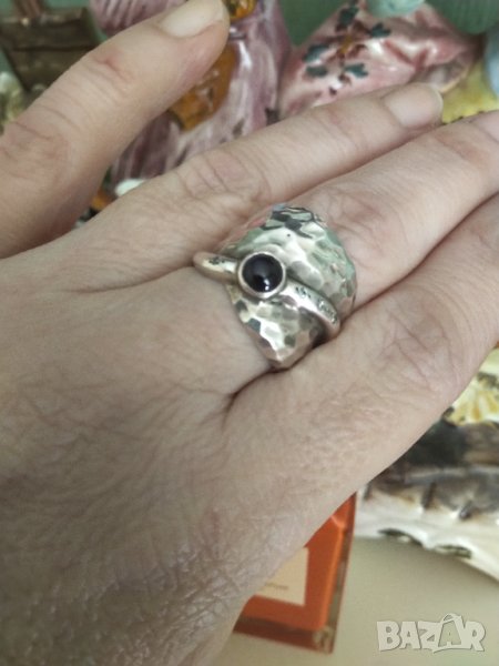 Авторски сребърен пръстен със сапфири 950, снимка 1