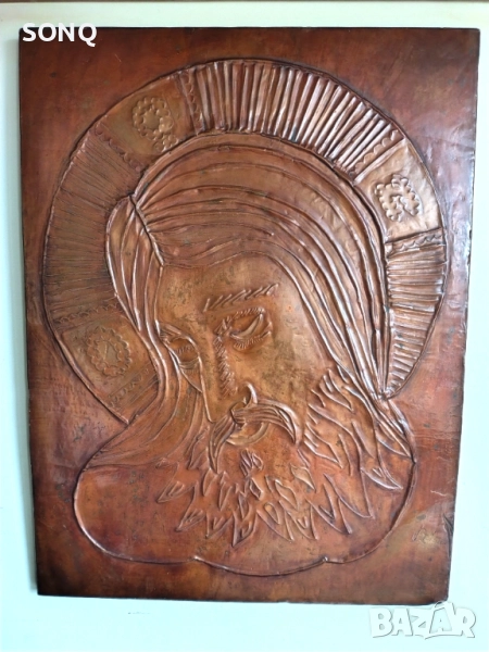 Страхотно Старо Медно Пано - Исус Христос, снимка 1