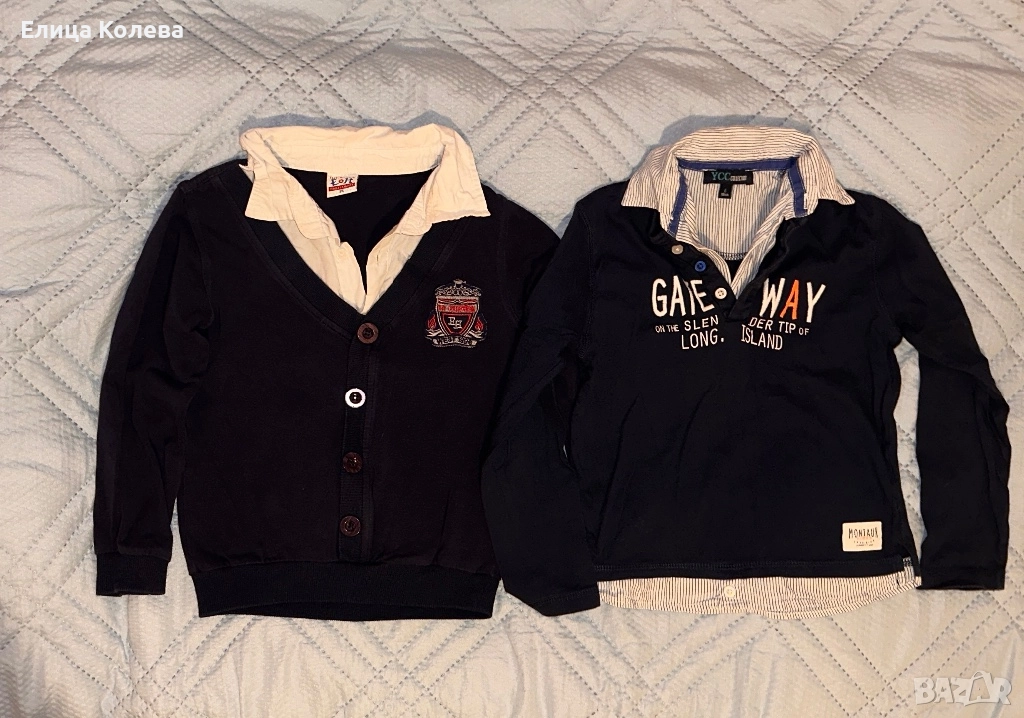 Две блузи с якички в тъмносиньо - 6 години, снимка 1