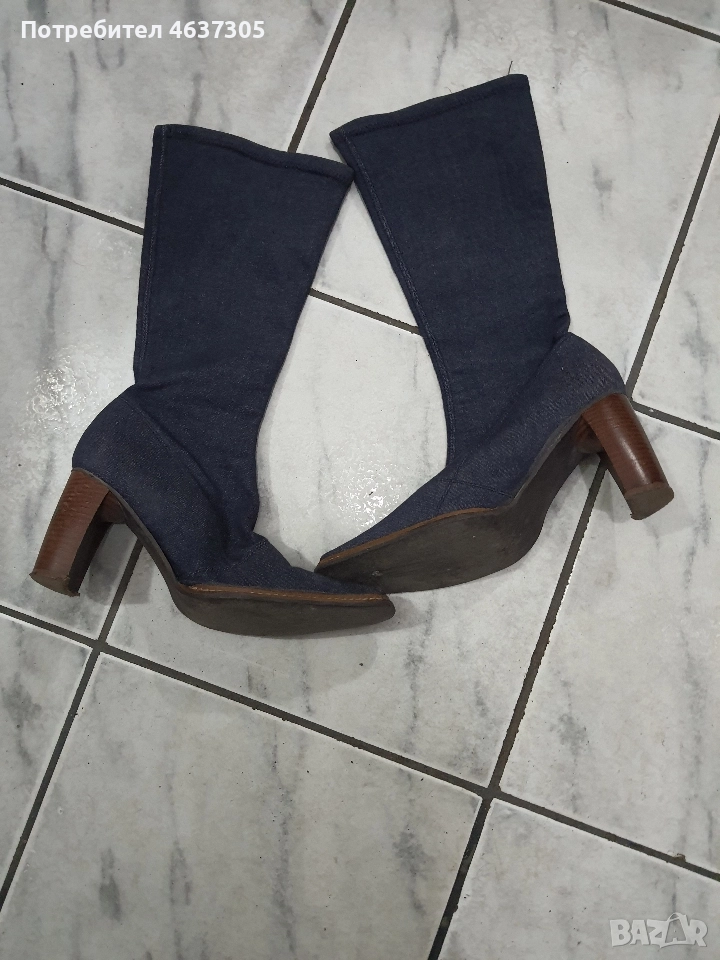 Ластични дънкови тъмно сини ботуши, снимка 1
