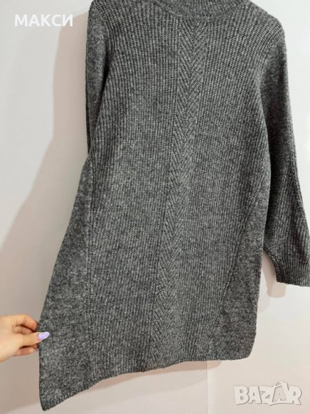 Марков еластичен топъл блузон в сиво -машинно плетиво, снимка 1