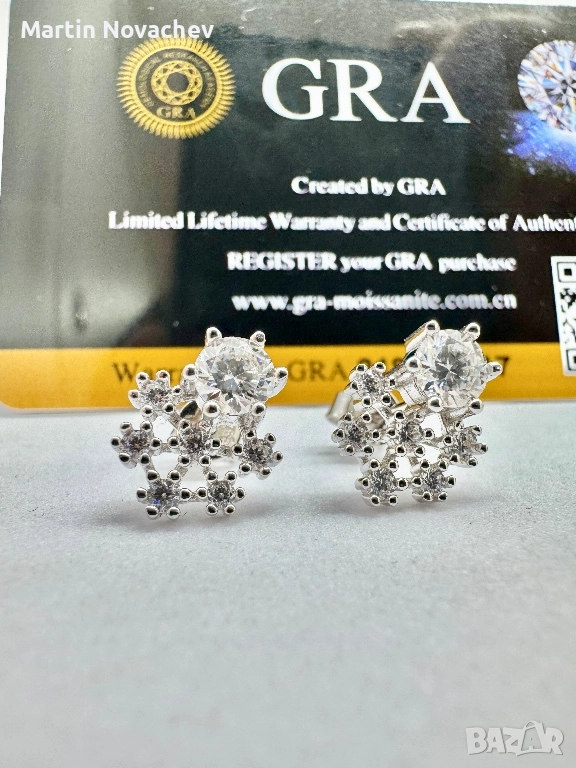 Сребърни обеци с мойсанит (Диамант) 0.5 карата, снимка 1